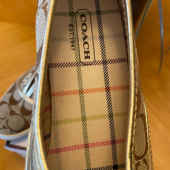 COACH Audrina sneakers, khaki & gold size 5.5 brand new in the box - Picture 2 of 7